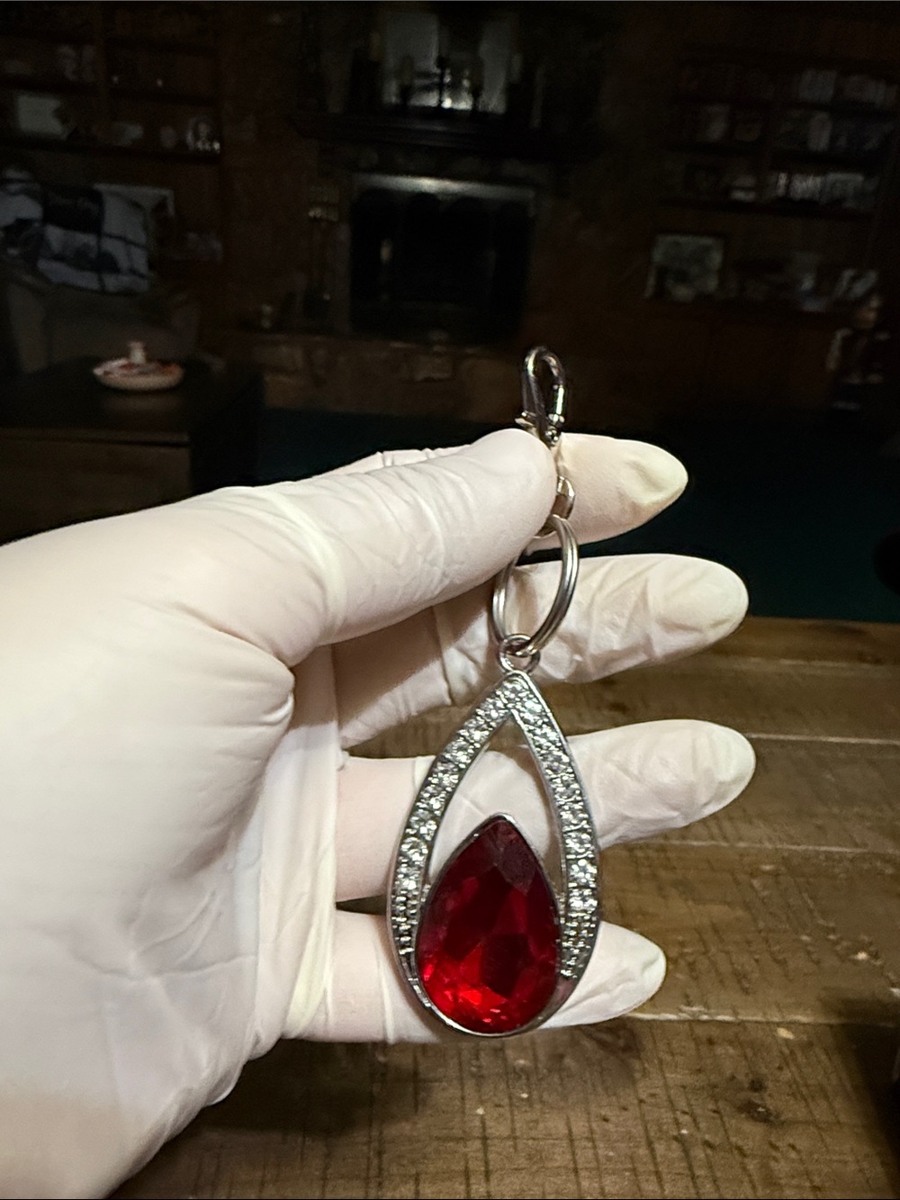 Elegant Teardrop Red Crystal Pendant Keychain  or bag accessory